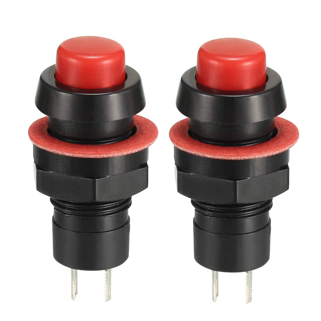 sourcing map 10mm Mounting Hole Red Latching Push Button Switch SPST NO 2pcs