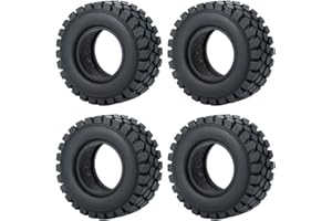 RCLIONS 4pcs Rubber Micro 1" RC Wheel Tyres Tires with Foam Insert for All 1/24 Axial SCX24 AXI00001,AXI00002,AXI90081 Deadbolt RC Crawler Truck Car (50mm)
