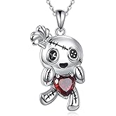 NIFUNAO Voodoo Necklace for Women 925 Sterling Silver Witch Voodoo Doll Pendant Gothic Jewelry Gifts for Her