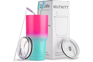 MUTNITT 30 oz Tumbler with Lids and Straws,18/8 Stainless Steel Vacuum Insulated Coffee Tumbler,Insulated Travel Mug Water Cup with Leak-Proof Straw Lid & Flip Lid,3 Metal Straws,1 Cleaning Brush & Gift Box