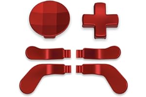 eXtremeRate 6 in 1 Metallic Scarlet Red Magnetic Stainless Steel D-Pads Replacement Back Paddles for Xbox Elite, Direction Ke