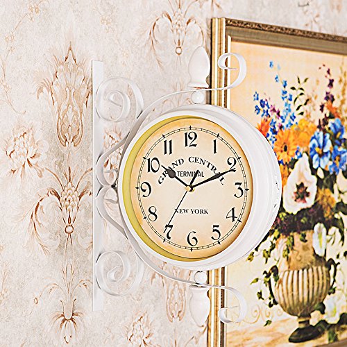 Ustide Big Double-sided Arabic Numerals Silent Clock European Retro Nostalgic Wall Hanging for Home Decorations, 10 inch