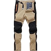 FFEATIANDY Men's Hiking Snow Ski Pants Softshell Fleece Lined Winter Water Repellent Outdoor Fishing Cargo Pants