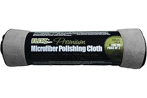 Flitz Premium Microfiber Polishing Cloth (400 GSM) - 16" x 16" USA-Made Grey Lint Free Microfiber Cleaning Cloth - Washable and Ultra Absorbent Micro Fiber Towel for Cars, Metals, & More (4 Pack)