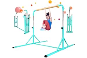 PreGymnastic No Wobble Gymnastics Bar, 6ft Long Base Gymnastic bar for Kids, Super Easy Folding Gymnastics Bar, Adjustable Gymnastics Kip Bar for Kids