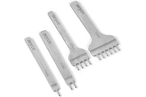 zeyce Leather Stitching Punch Set- 6mm White Steel 1/2/4/6 Prong for Leathers Punch Craft DIY Leather Working Tool Stitching Chisels Set