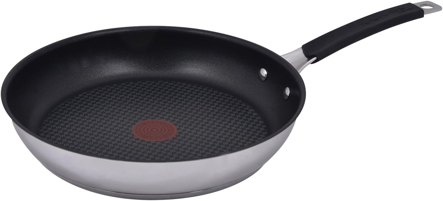 Tefal E43506 Jamie Oliver Pfanne | Bratpfanne | 28cm | Induktion | integrierter Temperaturanzeiger | Antihaft-Versiegelung | Edelstahl
