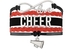 Infinity Collection - Cheer Charm Bracelet - Infinity Love Adjustable Jewelry in Team Colors, Cheer Jewelry and Accessories, Gift for Cheerleaders and Teams