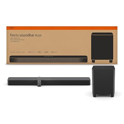 Amazon Fire TV Soundbar Plus with subwoofer (newest model), 3.1 channel, Dolby Atmos, DTS:X, clear dialogue