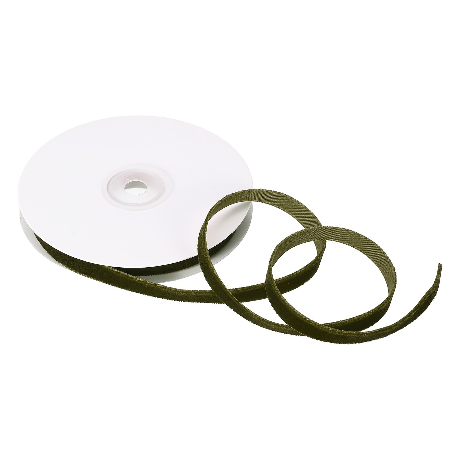 M METERXITY 1 Roll Velvet Ribbon - Polyester Single Face Spool Apply to DIY Decor Bridal Bouquets Wedding Cards Present Packaging (10 Yd x 3/8 in, Green)