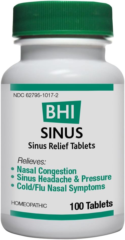 BHI Sinus Congestion Natural, Safe Homeopathic Relief - 100 Tablets: Health & Personal Care