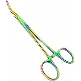 Kelly Hemostat Forceps 5.5" Curved German Stainless Steel with Multi Color Rainbow Plasma Titanium Coating by Artzone