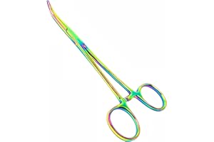 Kelly Hemostat Forceps 5.5" Curved German Stainless Steel with Multi Color Rainbow Plasma Titanium Coating by Artzone