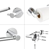 WZRUA Chrome SUS304 Wall Mounted Toilet Roll Holder Double Post Pivoting view 5