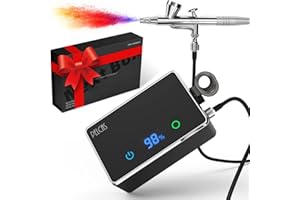 PELCAS Airbrush Gun with Compressor, LCD Display Nail Airbrush Machine, 32PSI Airbrush Paint Machine for Nails Art, Makeup, Painting, Barber, Cake Decor, Cookie, Mode