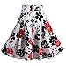 Fancyqube(TM Women Pleated Vintage Skirts Floral Print Midi Skirt Red Large