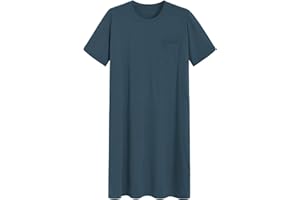 Latuza Men's Cotton Nightshirt Short Sleeves Sleep Shirt Nightgown