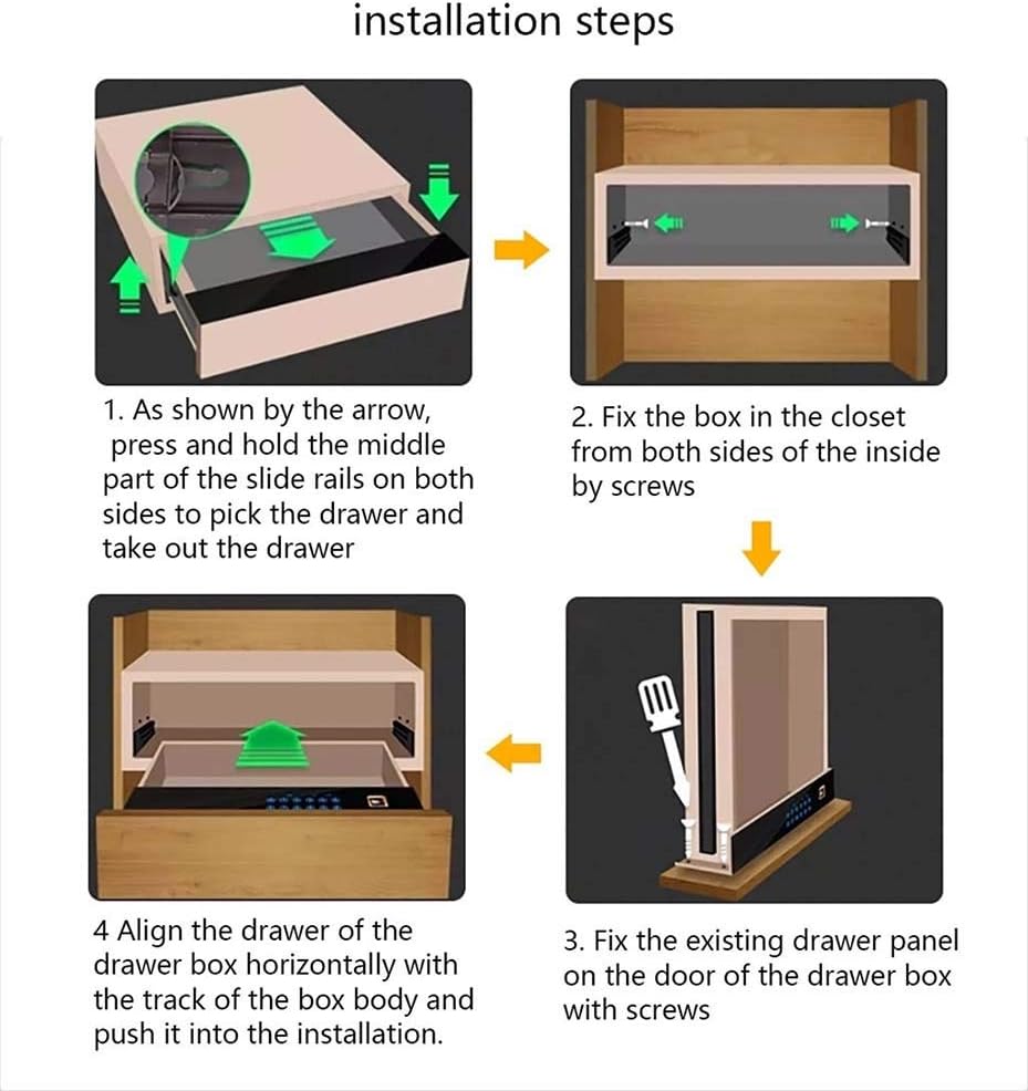 Mgo Fingerprint Safe Drawer Safe Fingerprint Lock Electronic Digital Security Insurance Smart Electronic Cabinet Lock Cabinet Steel Structure for Home Office Hotel (Size : D): Home & Kitchen
