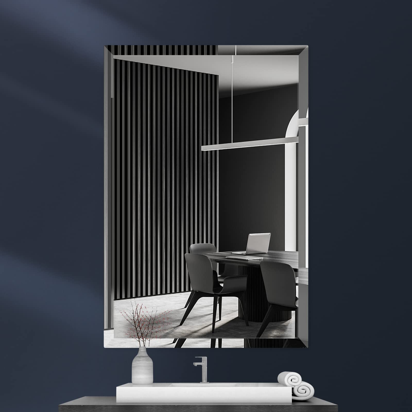 TITAMEG 24x36 Inch Frameless Wall Mirror with 1" Beveled Edge