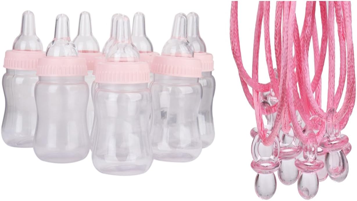 Amazon 可愛い 小型 おしゃぶり ネックレス ベビー 哺乳瓶 赤ちゃん ジェンダー公開パーティー 装飾 ピンク ネックレス 通販