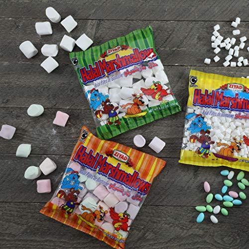 Ziyad Gourmet Halal Marshmallows Variety Pack, Fruity Sweet Treat, PorkFree, EggFree, Dairy