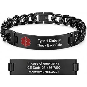 YahonLee Custom Medical Alert Bracelet for Men & Women, Stainless Steel | Personalized ID, Emergency Engraving, Chain 7.5-8.5
