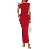 BTFBM Women Formal Cocktail Dresses Spring 2026 One Shoulder Twist Strap Ruched Bodycon Elegant Wedding Party Maxi Dress