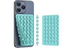 CMZZ Double Sided Silicone Suction Phone Holder Mount, Silicon Accessory for iPhone and Android, Hands-Free Mirror Shower Phone Holder, TikTok Videos and Selfies (Light Blue, 1PCS)