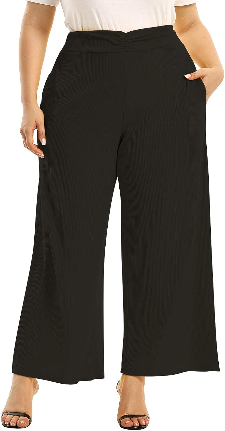 plus size high waisted wide leg pants