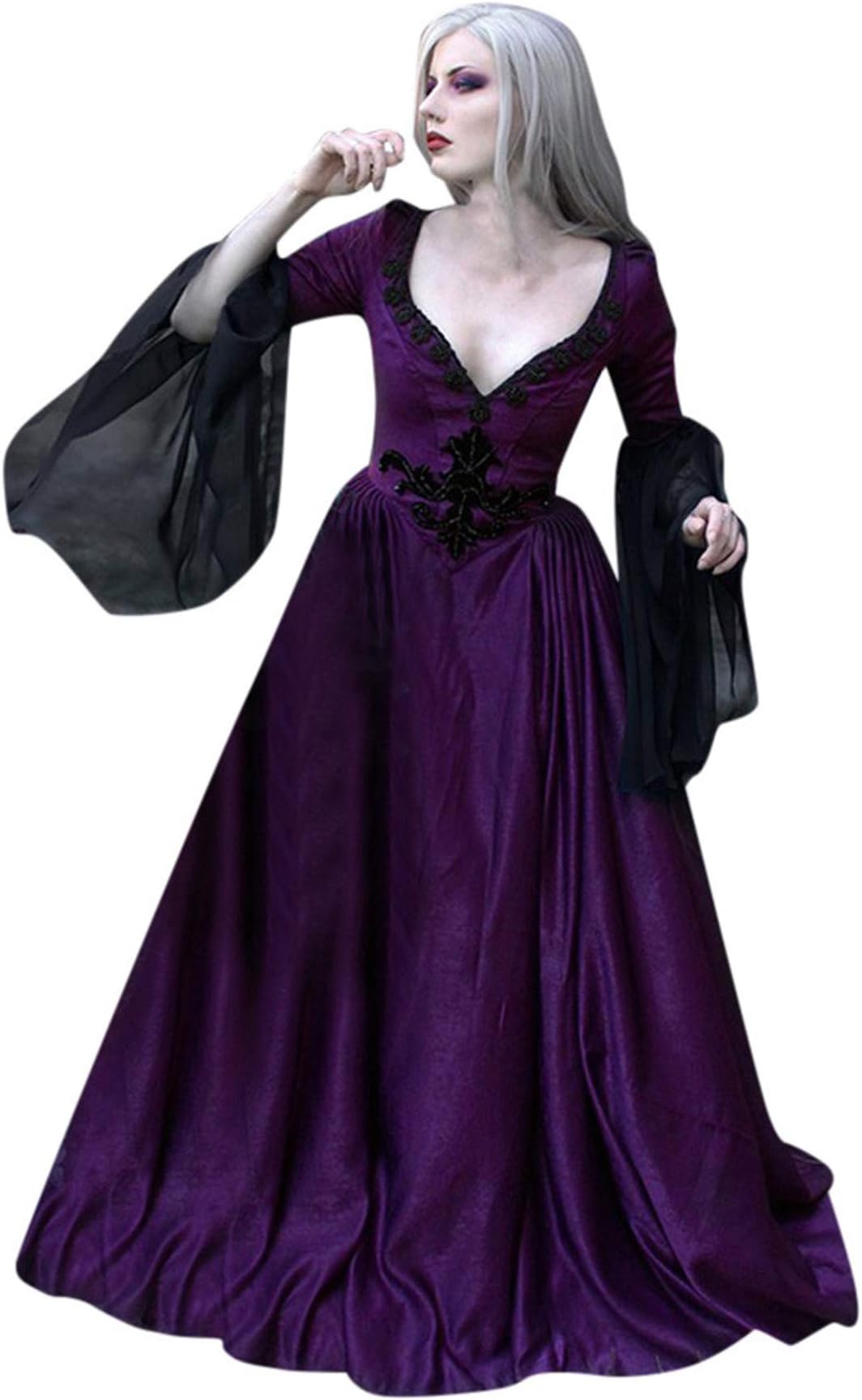 Womens Medieval Dress Vintage Gothic Steampunk Victorian Halloween Costume Holiday A-Line Dresses