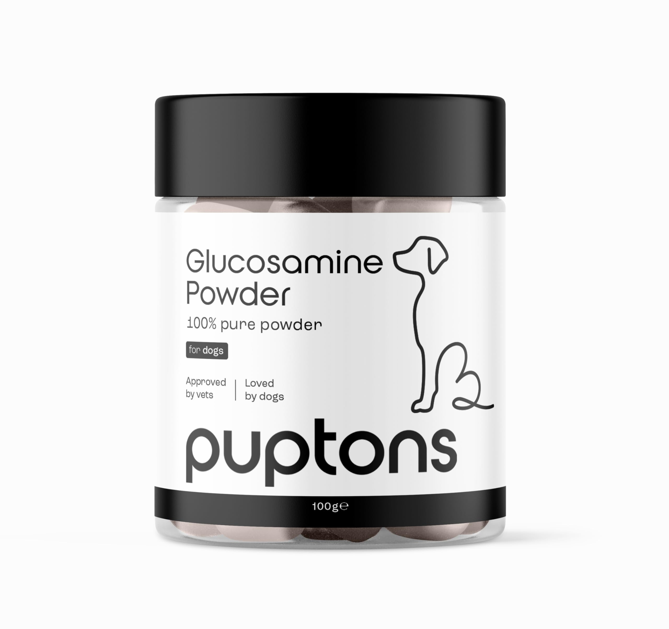 Puptons Glucosamine Powder for Dogs | Joint Care Supplement & Natural Anti-Inflammatory | Supports Joint Health & Mobility | For Older or Active Dogs | Measuring Scoop Included (100g)