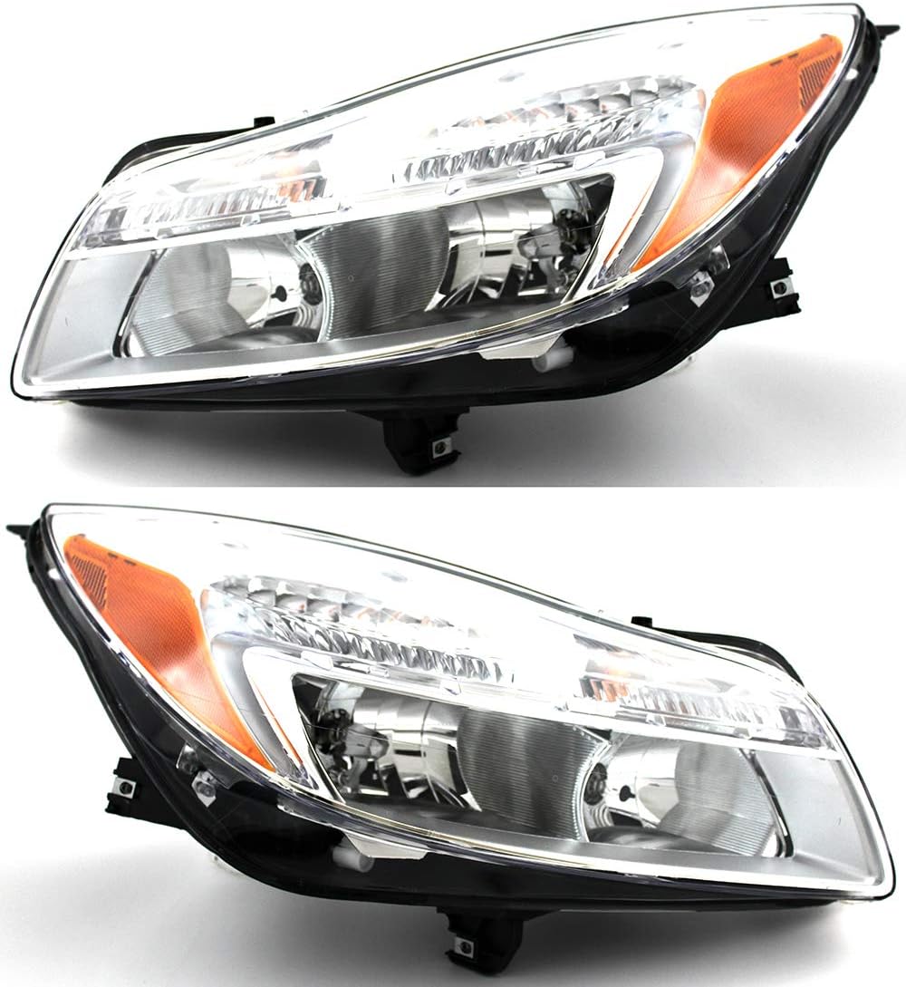 Pair Chrome Headlights For 2011-2013 Buick Regal – Halogen Models, SAE-Certified