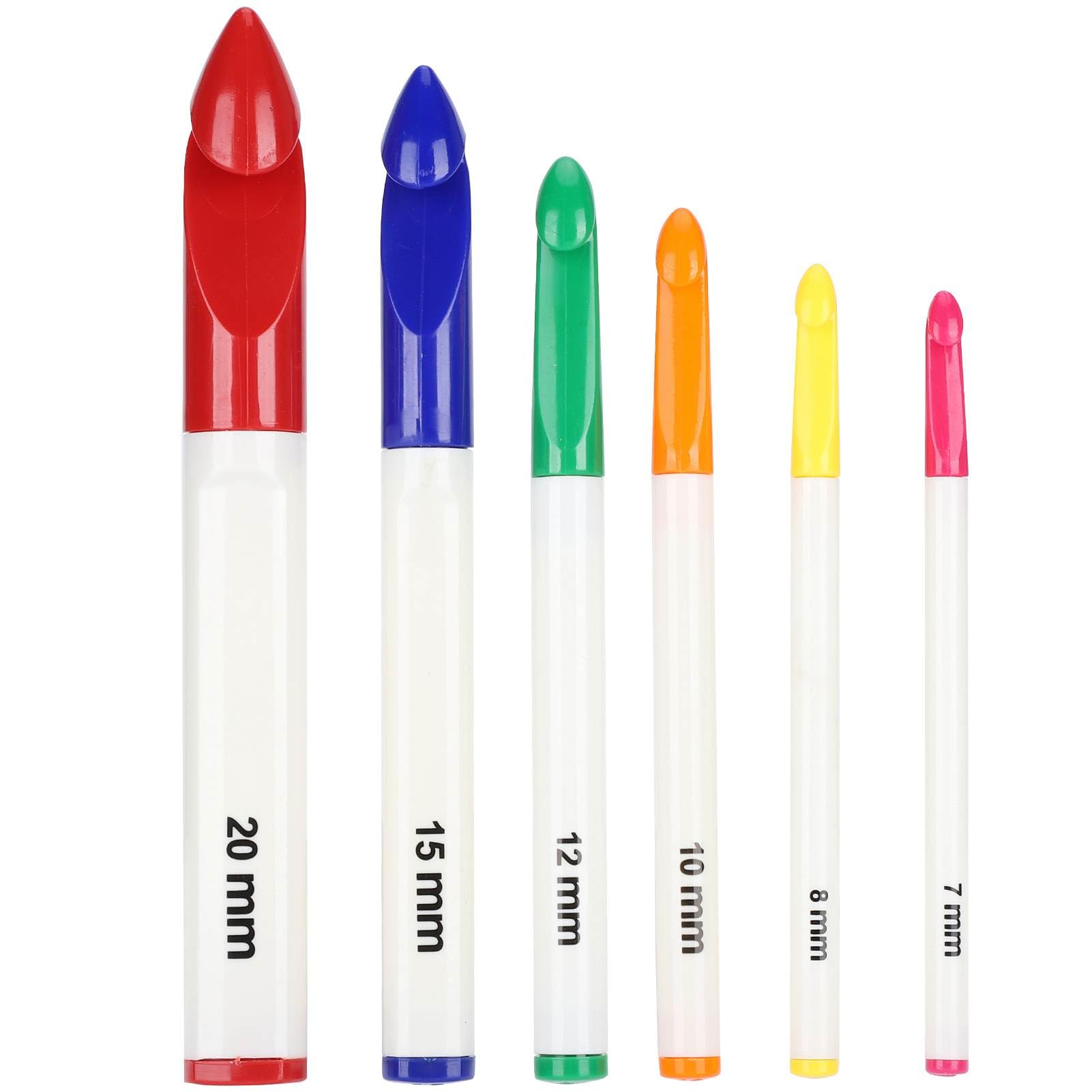 Crochet Hooks Set 6pcs Soft Grip Ergonomic Handle Needles with Number Markers 7mm 8mm 10mm 12mm 15mm 20mm