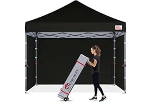 MASTERCANOPY Heavy Duty Pop-up Canopy Tent with Sidewalls (8x8,Black)