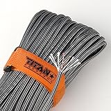 TITAN SurvivorCord | BLACK STEEL | 100 Feet | Patented Military Type III 550 Paracord / Parachute Cord (3/16" Diameter) with Integrated Fishing Line, Fire-Starter, and Snare Wire.