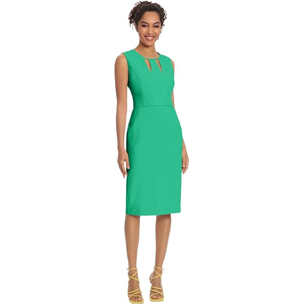 Donna Morgan Women's Dresses Collared Sheath Dress with Bodice Zipper  Detail Green at Amazon Women's Clothing store