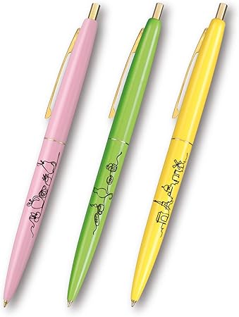 Amazon Bicジャパン なめらか油性ボールペン クリックゴールド0 5mm ラインアート柄 3本セット フレンチbox付 Clg05 La3b 油性ボールペン 文房具 オフィス用品