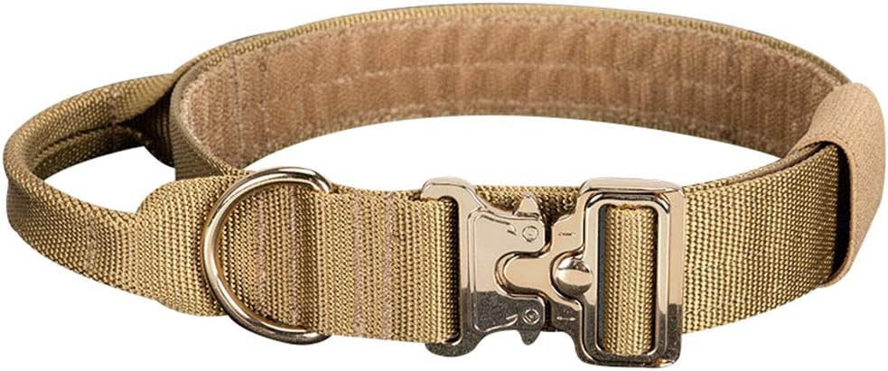 EXCELLENT ELITE SPANKER Milltary Adjustable Tactical Nylon Dog Collar Heavy Duty Dog Collar with Metal Buckle and Control Handle(COB)