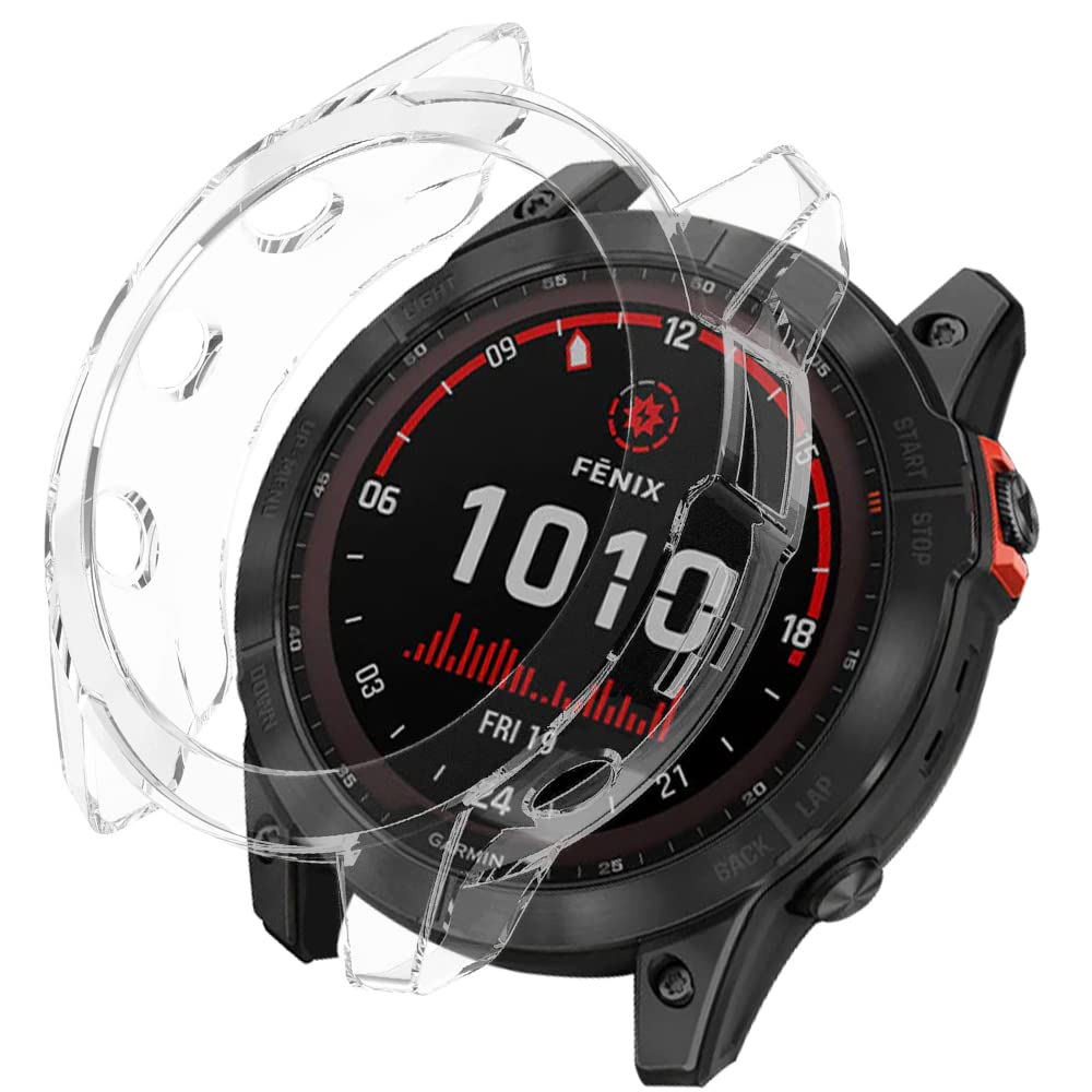 KeeFos Protective Case Compatible with Garmin Fenix 7X, TPU Case [Shockproof] Protective Cover for Garmin Fenix 7X (Transparent)