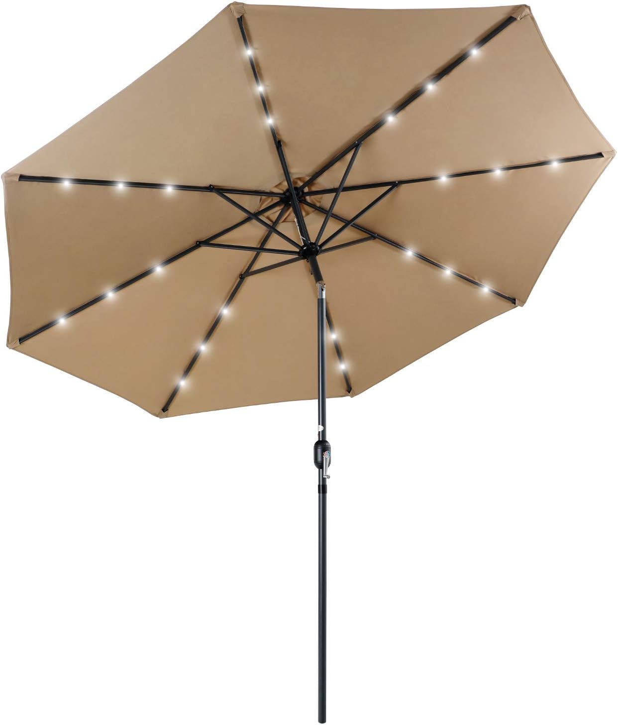 Amazon.com : PHI VILLA 10 FT Patio Umbrella with Solar Lights Push