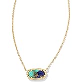 Kendra Scott Elisa Pendant Necklace - Necklace for Women - Lobster-claw Closure - 14K Rose Gold Plated Gold/Bronze Veined Lapis Turquoise Magnesite One Size One Size