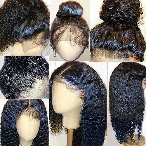 360 Lace Frontal Wig 180% Density Pre-Plucked Hairline 360 Lace Front Human Hair Wig Curly Hair Wig for Black Women (12inch with 180% density)