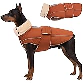ASENKU Warm Dog Coat, Waterproof Dog Jackets for Large Dogs with Reflective Fleece Vest Turtleneck with Button,Windproof Cold Weather Coats for Small Medium Large Dogs, Red Brown, 3XL