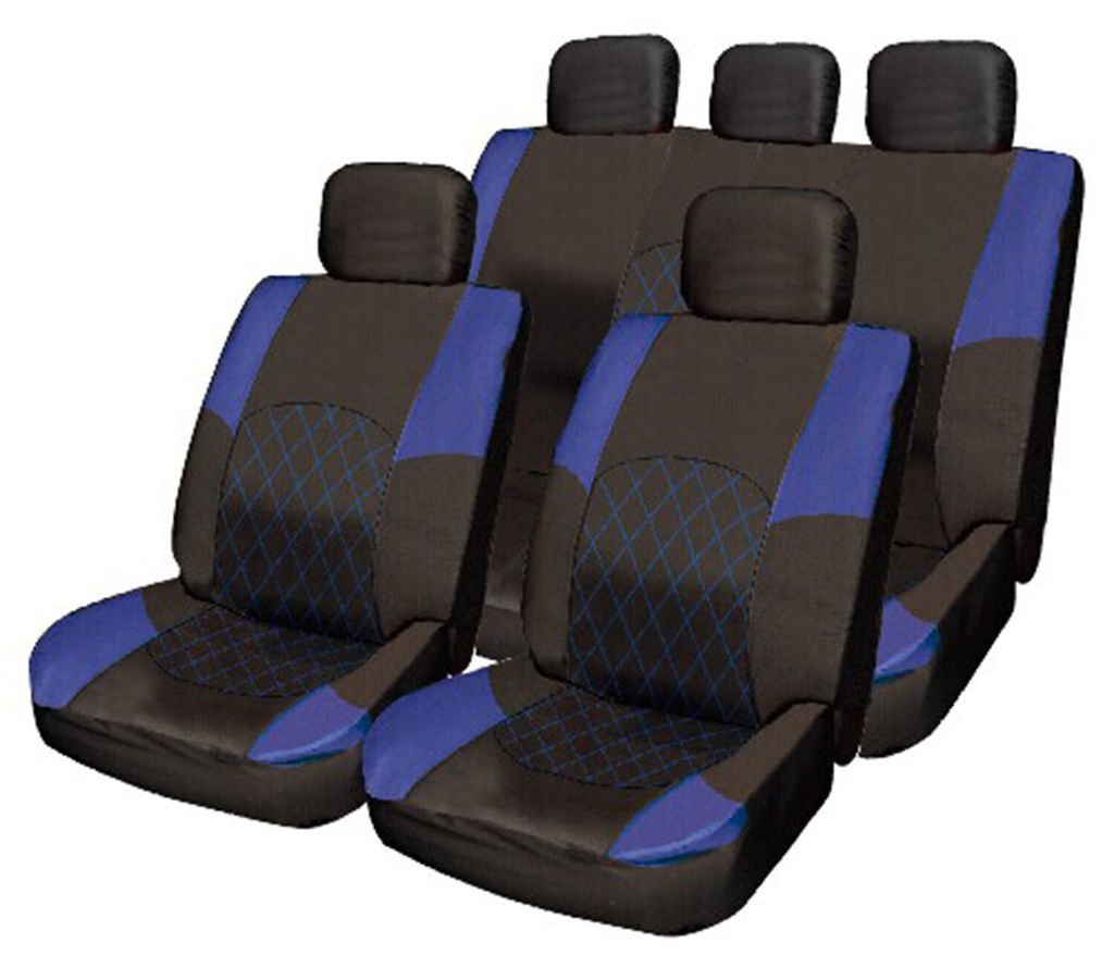 Honda Accord Civic Jazz CRV CRX BLUE & BLACK Cloth Seat Cover Set Split