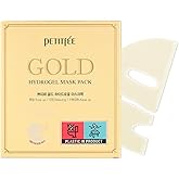 Petitfee Gold Hydrogel Mask Pack 5ea - 24k Gold Face Mask for Moisturizing, Glow Skin, Hydrating, Skin Elasticity, Youthful Complexion, Ginseng, Collagen Facial Mask