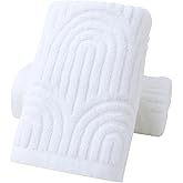 Pidada Hand Towels Set of 2 Striped Pattern 100% Cotton Absorbent Soft Decorative Towel for Bathroom (White)