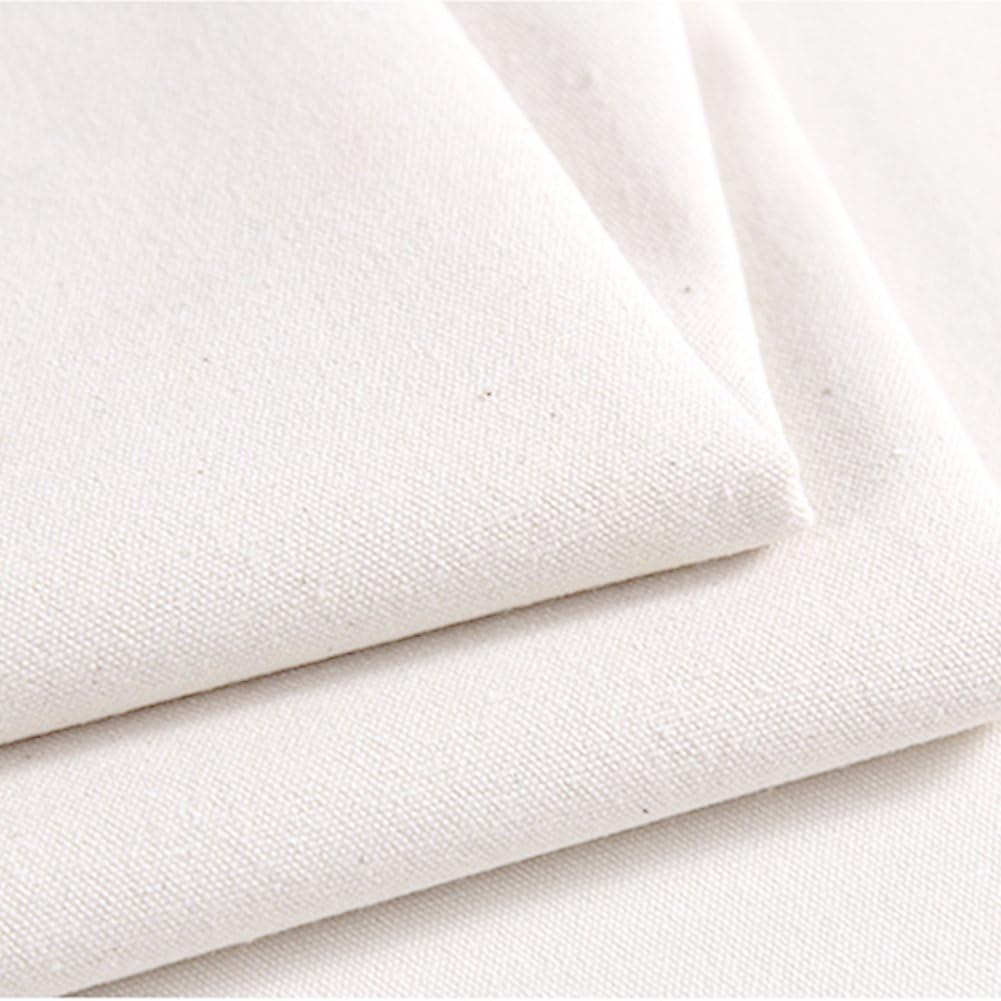Canvas Blank Cotton Duck Fabric Tarp Backdrop Cloth- Can Freely DIY Stitching Seam at Edge Utilized for Home Office Patio Deck Art Painting Party Wedding Decor HSW-88-001,Off-White