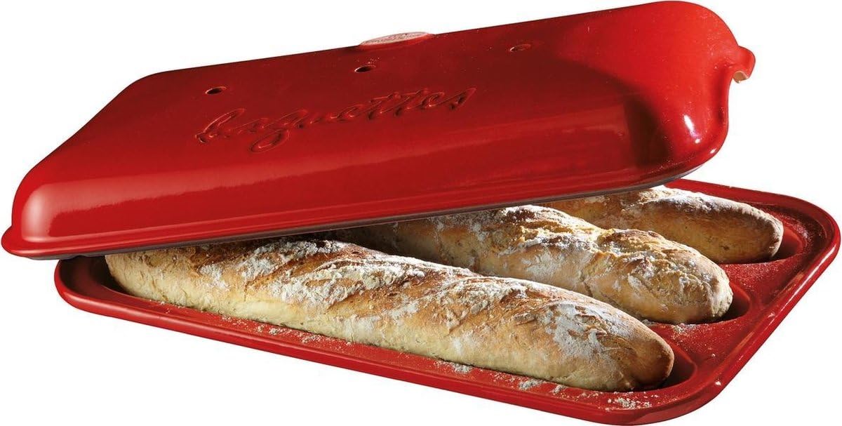 Emile Henry Baguette Mould, Burgundy, 39 x 24 x 12.5 cm