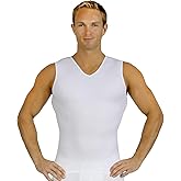 Insta Slim Mens Compression Sleeveless V Neck Muscle Shirt- Slimming Body Shaper Undershirt