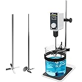 LAB FISH Overhead Stirrer Lab Stirrer | Stirring Rod and Stainless Steel Stand | Mixer Adjustable Speed 100-1500RPM Capacity 20L 20000 mPas Timing 1min-24h AC 100-240V 50W